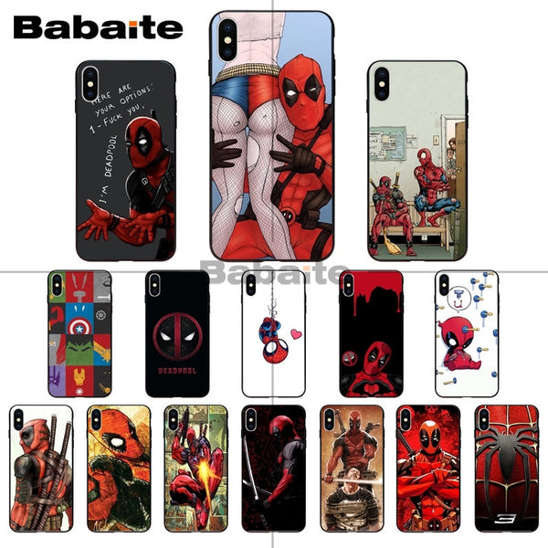 Marvel Deadpool Comic Spiderman Custom Photo Soft Phone Case for iPhone 8 7 6 6S Plus X XS MAX 5 5S SE XR Mobile Cover Babaite