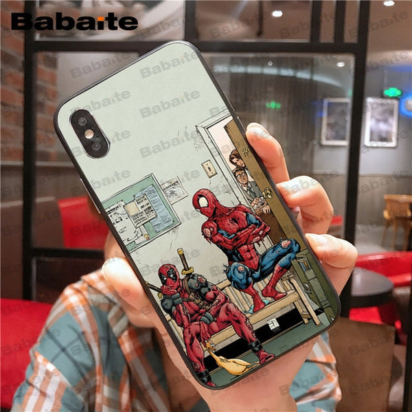 Marvel Deadpool Comic Spiderman Custom Photo Soft Phone Case for iPhone 8 7 6 6S Plus X XS MAX 5 5S SE XR Mobile Cover Babaite