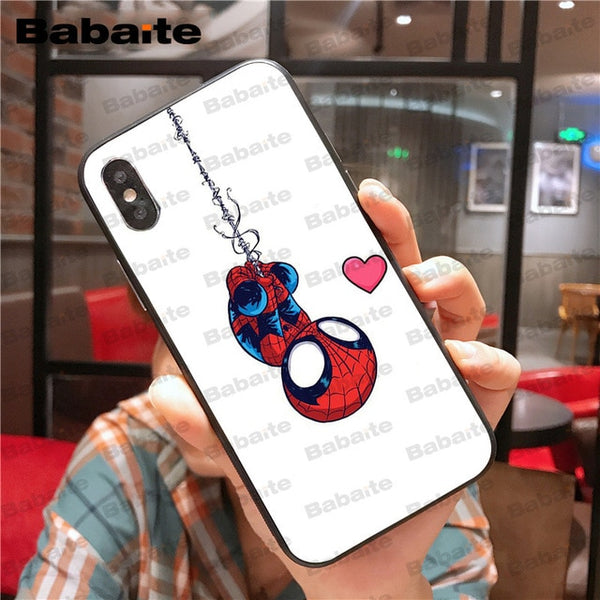 Marvel Deadpool Comic Spiderman Custom Photo Soft Phone Case for iPhone 8 7 6 6S Plus X XS MAX 5 5S SE XR Mobile Cover Babaite