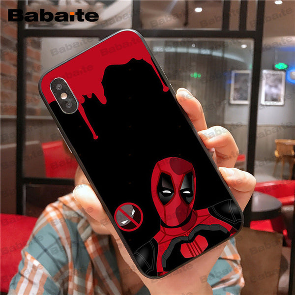 Marvel Deadpool Comic Spiderman Custom Photo Soft Phone Case for iPhone 8 7 6 6S Plus X XS MAX 5 5S SE XR Mobile Cover Babaite