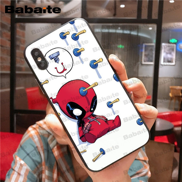 Marvel Deadpool Comic Spiderman Custom Photo Soft Phone Case for iPhone 8 7 6 6S Plus X XS MAX 5 5S SE XR Mobile Cover Babaite